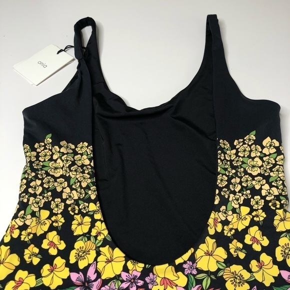 NEW Onia Rachel Floral Yellow Blue Pink Flower Black Stretchy One Piece Swimsuit - Picture 10 of 16